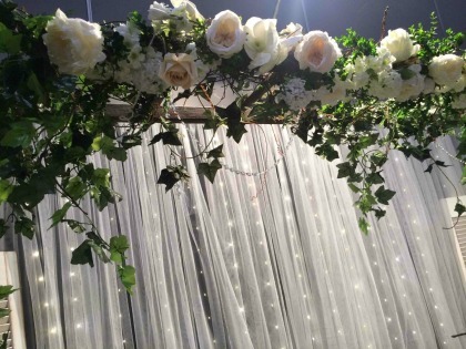 Ladder Arbour with Fairy Light Backdrop