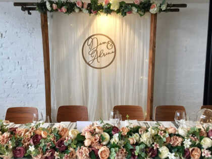 Ladder Arbour with Fairy Light Backdrop