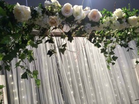 Ladder Arbour with Fairy Light Backdrop