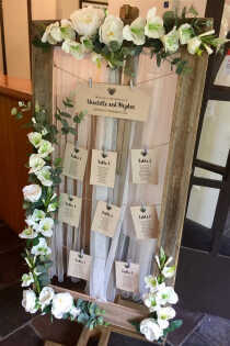 Rustic Seating Plan Display with flowers