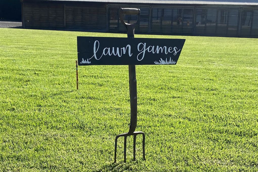 Lawn Games Vintage Sign Hire in Melbourne Country Charm Event Hire