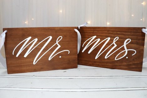 Mr & Mrs Wooden Chair Sign 