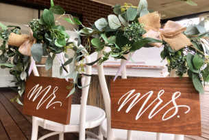Mr & Mrs Wooden Chair Sign 