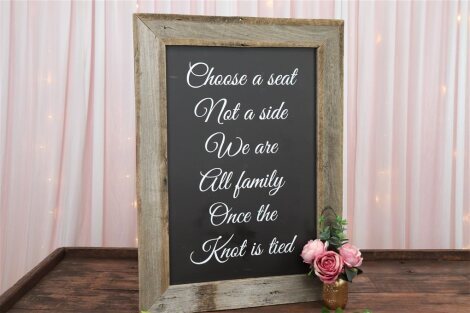 Choose A Seat, Not A Side' Ceremony Sign - Rustic