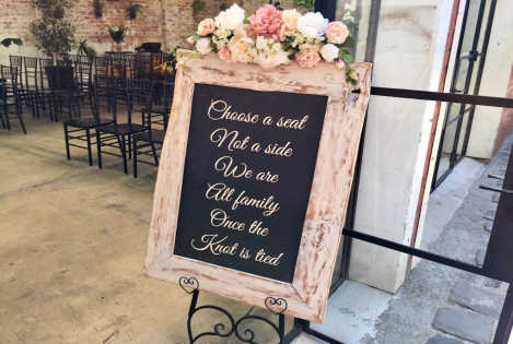 Choose A Seat, Not A Side' Ceremony Sign - White-wash