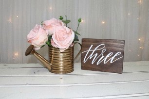 Wooden Table Numbers - White font