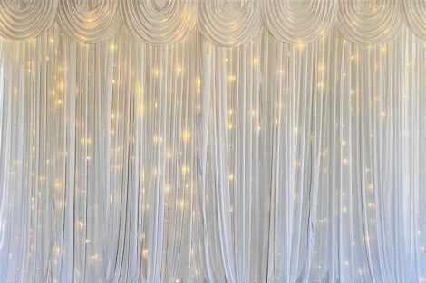 White Curtain Backdrop w/ Fairy Lights - 3m