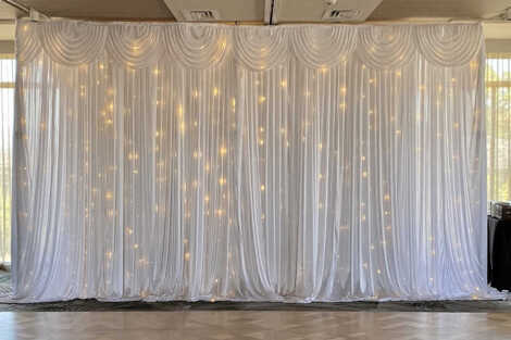 White Silk Draping with Fairy Lights