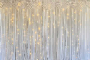 White Curtain Backdrop w/ Fairy Lights - 3m