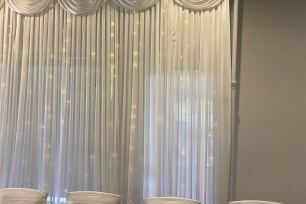 White Curtain Backdrop w/ Fairy Lights - 3m x 3m