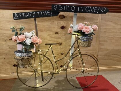 Vintage Gold Bicycle with flowers