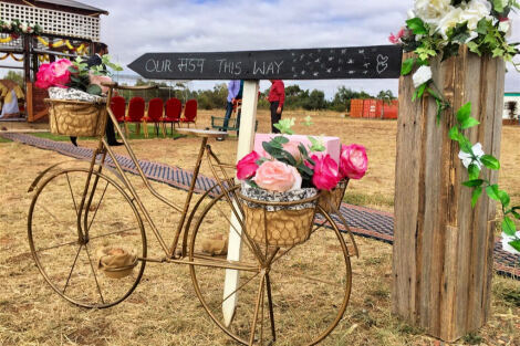 Vintage Gold Bicycle with flowers