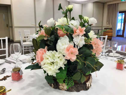 Artificial Flower Centrepiece - Pink, Green & White