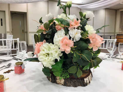 Artificial Flower Centrepiece - Pink, Green & White