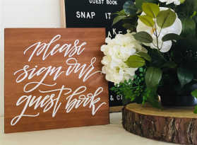 'Please Sign Our Guestbook' Wooden Sign 