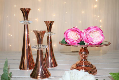 25cm Luxe Rose Gold Mirror Cake Stand with Edge