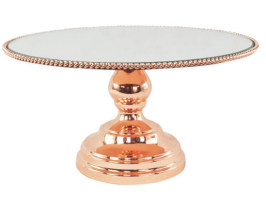 25cm Luxe Rose Gold Mirror Cake Stand with Edge