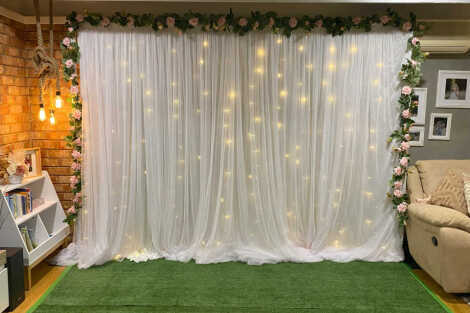 White Tulle Draping with Fairy Lights