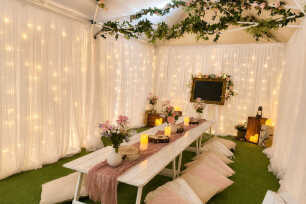White Tulle Draping with Fairy Lights