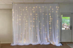 White Tulle Backdrop w/Fairy Lights - 3m x 3m