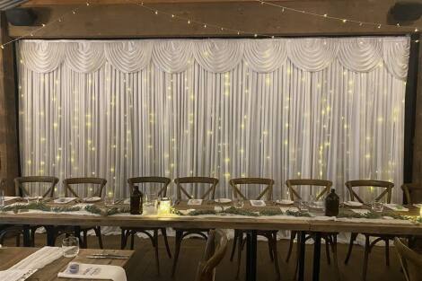 White Curtain Backdrop w/ Fairy Lights - 6m