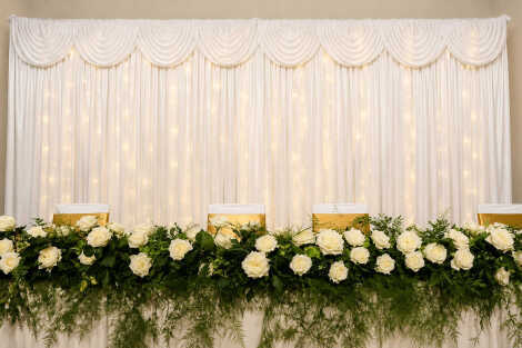 Bridal Table Backdrop with Fairy Lights