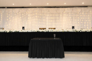 Bridal Table Backdrop with Fairy Lights