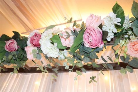 Pink, Green & White Artificial Flower Runner - Miranda