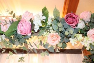 Pink, Green & White Artificial Flower Runner - Miranda