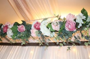 Pink, Green & White Artificial Flower Runner - Miranda