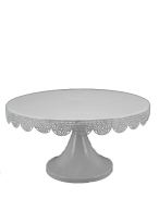 White Cake Stand with Lace Detail - 30cm