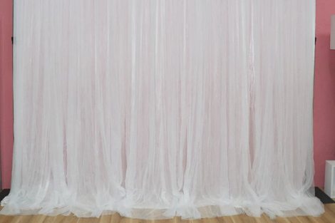 White Ruffle Tulle Backdrop 3m x 3m