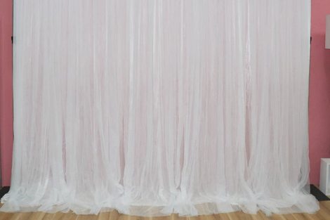 White Ruffle Tulle Backdrop 3m