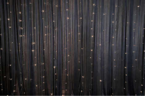 Black Curtain Backdrop w/Fairy Lights 3m x 3m