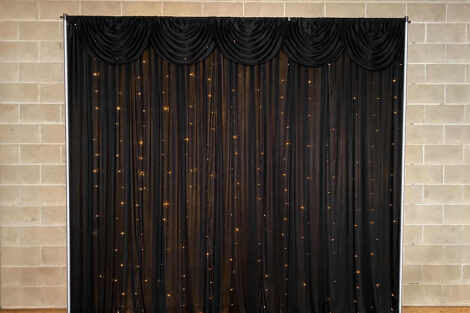 Black Curtain Backdrop w/Fairy Lights 3m x 3m