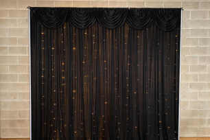 Black Curtain Backdrop w/Fairy Lights 3m x 3m