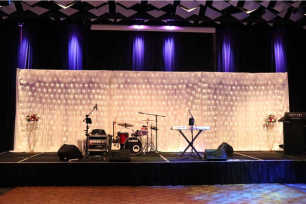 White Curtain Backdrop w/ Fairy Lights - 9m x 3m