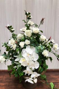 Green & White Orchid Flower Arrangement