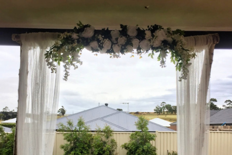 White Roses & Greenery Arbour Flowers - Phoebe