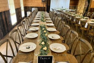 Green Foliage with Peach Roses table garland