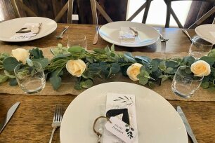 Champagne Roses with Eucalyptus Garland