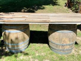 Wine Barrel & Rustic Table Top