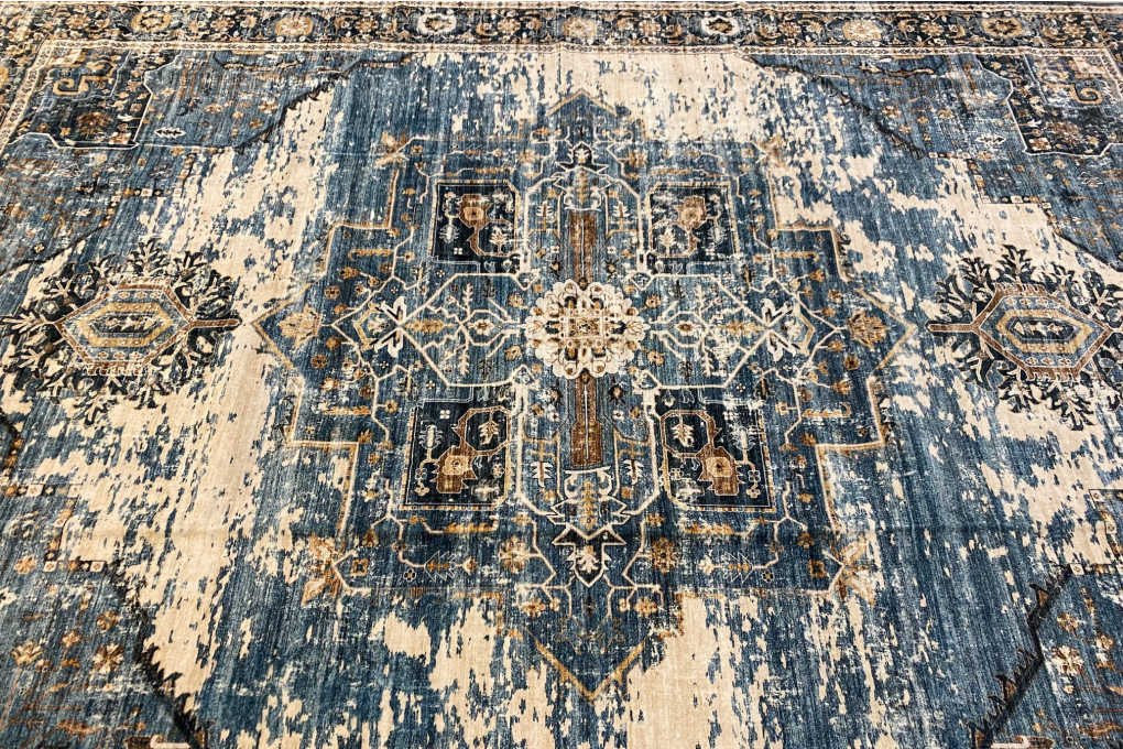 Blue Distressed Rug (Hire) | Country Charm Event Hire