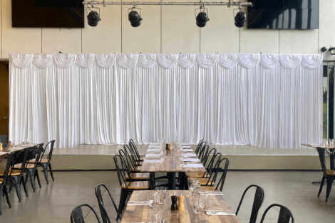 White Silk Drape Backdrop - with Swag