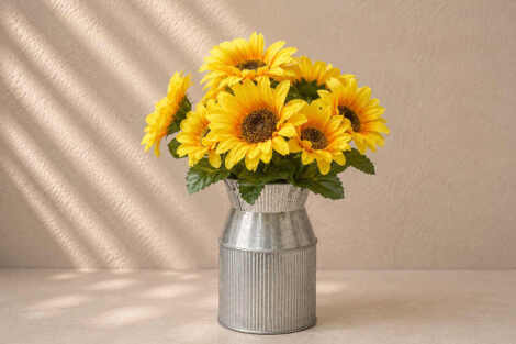Rustic Milk Tin with Sunflowers