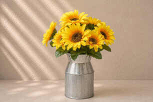 Rustic Milk Tin with Sunflowers