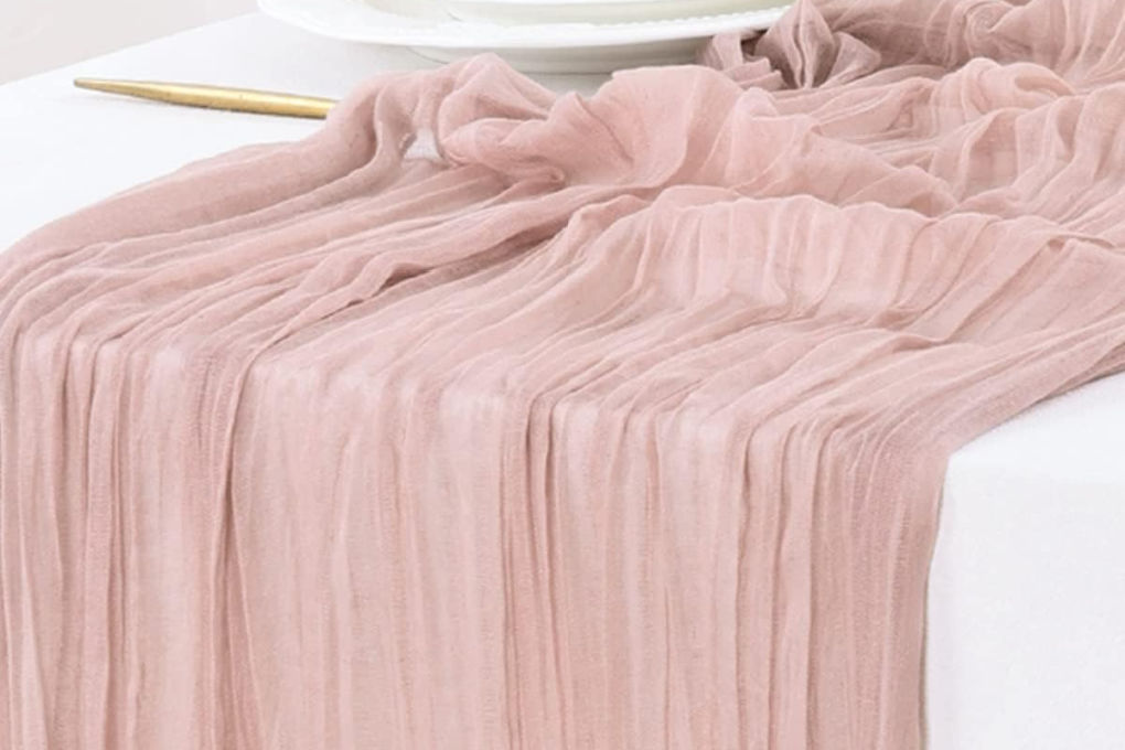 Cheesecloth Table Runners (Blush) Melbourne Wedding Hire Country