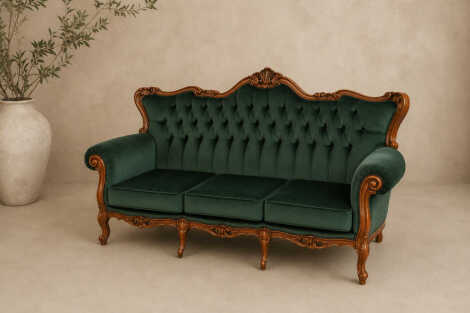 Emerald Green Vintage Couch