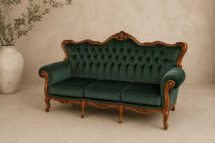 Emerald Green Vintage Couch