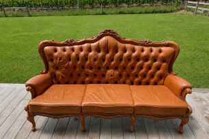 Vintage Leather Couch - Tan